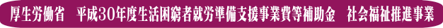 厚生労働省　平成30年度生活困窮者就労準備支援事業費等補助金　社会福祉推進事業